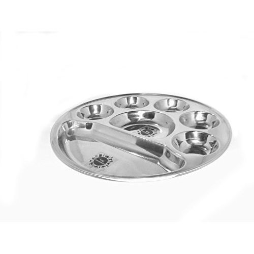  King International 100% Stainless Steel Seven in one Divided Dinner Plate | Set of 4 (33.5 cm each) |