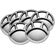 King International Stainless Steel Plates, Stainless Steel Divided Dinner Plate|Four Section Round Dinner Plates Set Of 6-30cm| Stainless Steel Divided Indian Dinner Plates, Indian