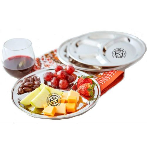  King International 100% Stainless Steel Four in one Dinner Plate Four sections divided plate Four section plate -Set of 4 Mess Trays Great for Camping, 30 cm