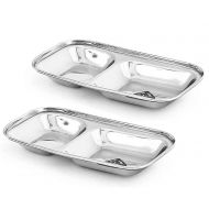 King International 100% Stainless Steel Two in one Dinner Plate | Two sections divided plate | Two section plate | Set of 2 Mess Trays Great for Camping | - 21 cm