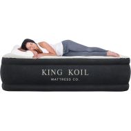 King Koil Plush Pillow Top Twin Air Mattress with Built-in High-Speed Pump for Camping, Home & Guests - 20” Twin Size Airbed Luxury Inflatable Blow Up Mattress, Waterproof, 1-Year Warranty