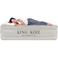 King Koil Plush Pillow Top Twin Air Mattress with Built-in High-Speed Pump for Camping, Home & Guests - 20” Twin Size Airbed Luxury Inflatable Blow Up Mattress, Waterproof, 1-Year Warranty.