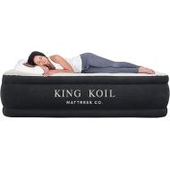 King Koil Pillow Top Plush Full Size Air Mattress with Built-in Pump for Home, Camping & Guests, Inflatable Airbed Luxury Double High Adjustable Blow Up Bed, Waterproof, 1-Year Warranty