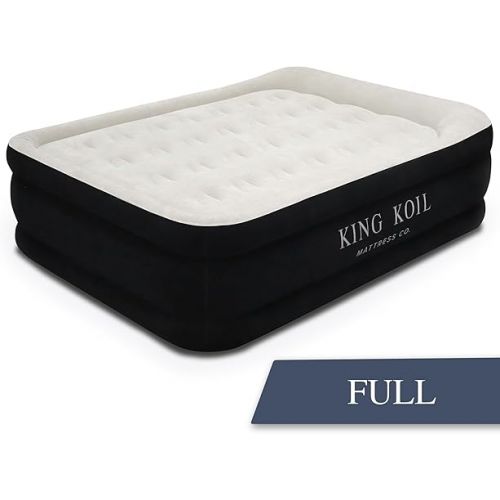  King Koil Luxury Full Size Plush Pillow Top Air Mattress with Built-in High-Speed Pump for Home, Camping & Guests-Inflatable Airbed Double High Blow Up Mattress, Durable, Waterproof - 1-Year Warranty