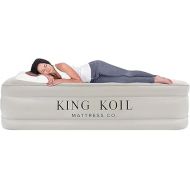 King Koil Luxury Air Mattress with Built-in High Speed Pump for Camping, Home & Guests - Air Mattresses Twin Size Airbed Luxury Inflatable Blow Up Mattress Waterproof