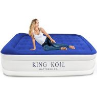 King Koil Luxury Full Size Air Mattress with Built-in Pump for Home, Camping & Guests, Inflatable Airbed Luxury Double High Blow Up Bed, Durable, Portable and Waterproof, 1-Year Manufacturer Warranty