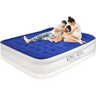 King Koil Luxury California King Air Mattress with Built-in Pump for Home, Camping & Guests - 16” King Size Inflatable Airbed Luxury Double High Adjustable Blow Up Mattress, Durable Waterproof