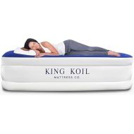 King Koil Luxury Pillow Top Plush Queen Air Mattress With Built-in High-Speed Pump Best For Home, Camping, Guests, 20