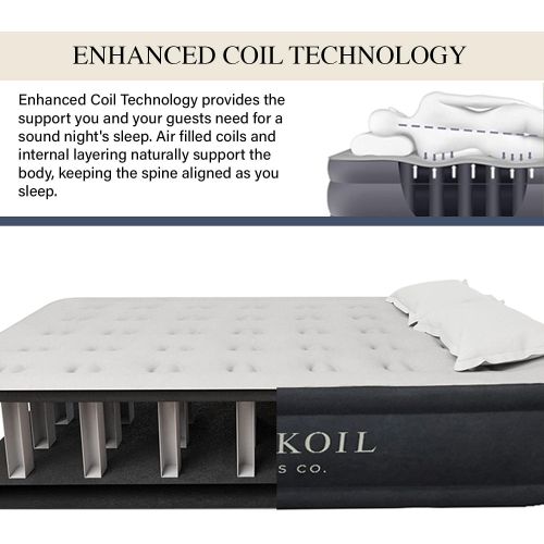  King Koil Queen Air Mattress with Built in Pump Best Inflatable Airbed Queen Size Elevated Raised Air Mattress Quilt Top 1 Year Manufacturer Guarantee Included