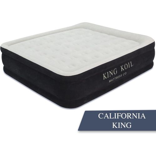  King Koil Luxury California King Air Mattress with Built-in Pump for Home, Camping & Guests - 20” King Size Inflatable Airbed Luxury Double High Adjustable Blow Up Mattress, Durabl