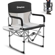 KingCamp Folding Camping Chair, Heavy Duty Director's Seat for Adults Outside, Portable Lawn Chairs with Side Table Breathable Mesh Back Compact Style for Outdoor Sports