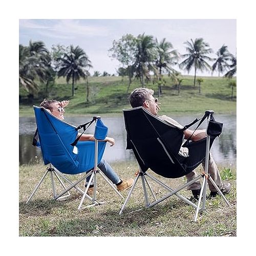  KingCamp Hammock Camping Chair Swinging Rocking Chair for Adults Lawn Beach Portable Folding Chair with Adjustable Back Support Carrying Cup Holder