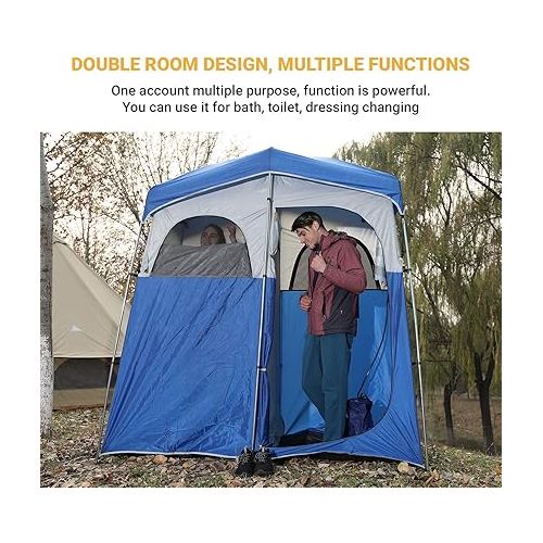  KingCamp Camping Shower Tent Oversize Space Privacy Tent Portable Outdoor Shower Tents for Camping with Floor Changing Tent Dressing Room Easy Set Up Shower Privacy Shelter 1 Room/2 Rooms Toilet Tent