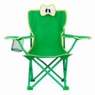 KingCamp Junior Stable Cartoon Frog Folding Steel Chair with Cup Holder, Armrest and High Back