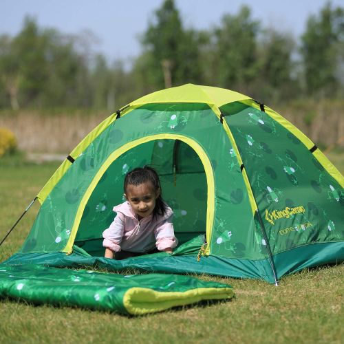  KingCamp Campingzelt Kinderzelt & Kinderschlafsack, Spielzelt fuer 2 Personen, Indoor Outdoor