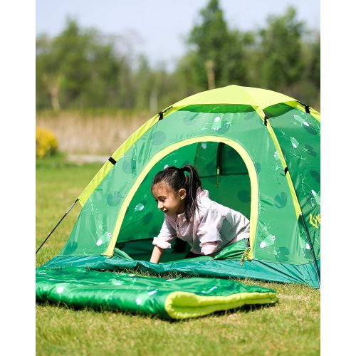  KingCamp Campingzelt Kinderzelt & Kinderschlafsack, Spielzelt fuer 2 Personen, Indoor Outdoor