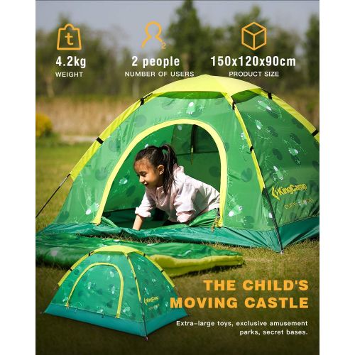  KingCamp Campingzelt Kinderzelt & Kinderschlafsack, Spielzelt fuer 2 Personen, Indoor Outdoor