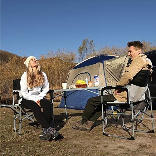  KingCamp Folding Camping Directors Chair, Portable Camping Chair Heavy Duty with Side Table Mesh Back for Outdoor Tailgating Sports Backpacking Fishing Beach Trip Picnic Lawn