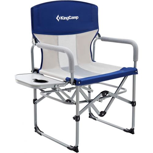  KingCamp Folding Camping Directors Chair, Portable Camping Chair Heavy Duty with Side Table Mesh Back for Outdoor Tailgating Sports Backpacking Fishing Beach Trip Picnic Lawn