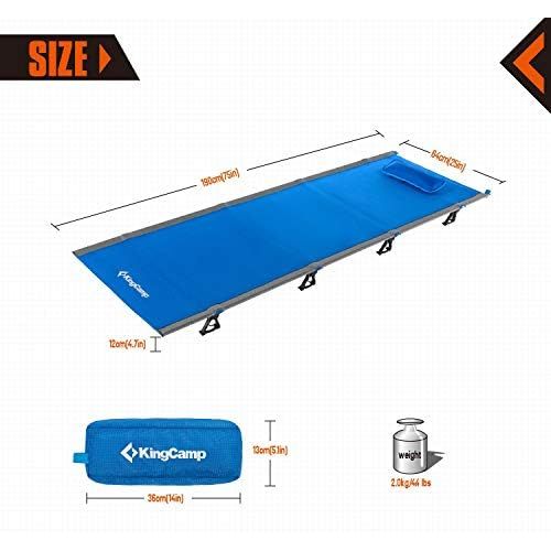  KingCamp Cots Ultralight Sleeping Cots Oversized Folding Camping Cots for Adults Extra Wide Sleeping Cots for Adults Portable Cot for Outdoors Travel Backpack Cot Foldable Camping