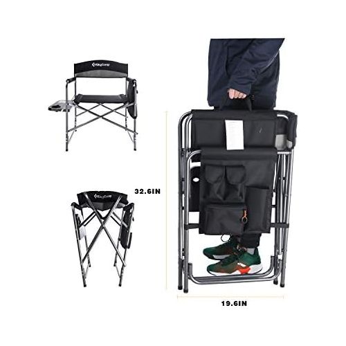  KingCamp Heavy Duty Camping Chair with Side Table, Portable Folding Directors Chair for Backyard Beach Picnic Lawn