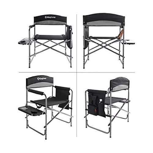  KingCamp Heavy Duty Camping Chair with Side Table, Portable Folding Directors Chair for Backyard Beach Picnic Lawn