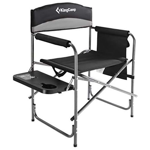  KingCamp Heavy Duty Camping Chair with Side Table, Portable Folding Directors Chair for Backyard Beach Picnic Lawn