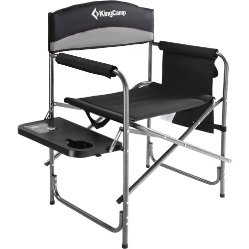  KingCamp Heavy Duty Camping Chair with Side Table, Portable Folding Directors Chair for Backyard Beach Picnic Lawn