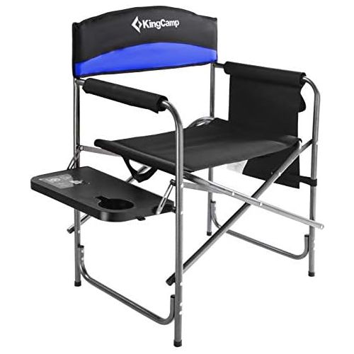  KingCamp Heavy Duty Camping Chair with Side Table, Portable Folding Directors Chair for Backyard Beach Picnic Lawn