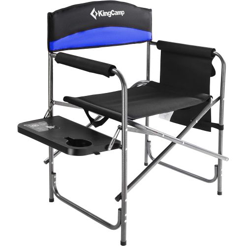  KingCamp Heavy Duty Camping Chair with Side Table, Portable Folding Directors Chair for Backyard Beach Picnic Lawn