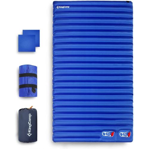  KingCamp Light Camping Sleeping Air Mattress Pad with Built-in Foot Pump, Single and Double Two Size