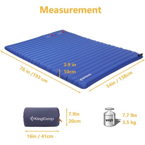  KingCamp Light Camping Sleeping Air Mattress Pad with Built-in Foot Pump, Single and Double Two Size