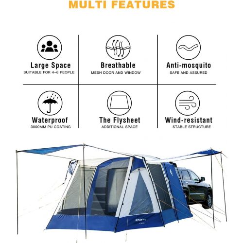  KingCamp Melfi Plus SUV Car Tent 3 Seasons 4-6 Person Multifunctional, Suitable Camping Traveling Family Outdoor Activities