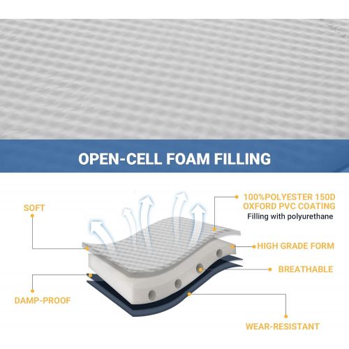  KingCamp Deluxe Series Thick Self Inflating Camping Sleeping Pad Foam Mat Mattress, Single and Double 4 Size