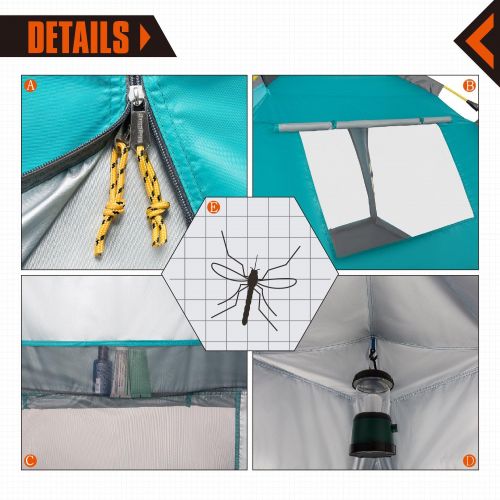  KingCamp Beach Sun Shelter UPF 50+ Family Camping Tent for 4-Person with Detachable Three Side Walls