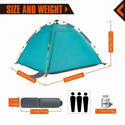  KingCamp Beach Sun Shelter UPF 50+ Family Camping Tent for 4-Person with Detachable Three Side Walls