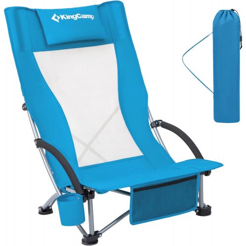  KingCamp Low Sling Beach Camping Concert Folding Chair, Low and High Mesh Back Two Versions