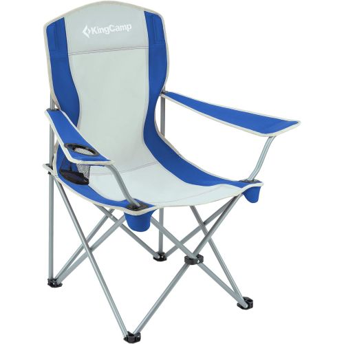  KingCamp Camping Chair Portable Fold Up Quad Chair Lightweight Soccer Chair for Adults Outside Picnic Tailgate Chair with Arm Rest Cup Holder and Carry Bag