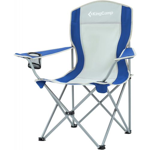  KingCamp Camping Chair Portable Fold Up Quad Chair Lightweight Soccer Chair for Adults Outside Picnic Tailgate Chair with Arm Rest Cup Holder and Carry Bag