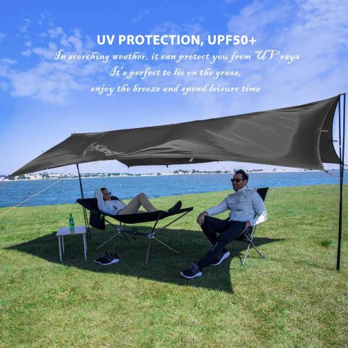  KingCamp Camping Tarp 10ft/13ft Oversize Tarp for Camping Lightweight Tearproof Hammock Rain Fly Waterproof Tarp with Silver Coating UPF50+ UV Protection for Backpacking Hiking Tra