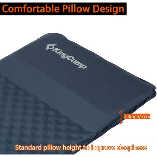  KingCamp Sleeping Pad Self Inflating Camping Mattress, Portable Pad with Free Oversize Self-Inflating Pillow, Insulated Foam Sleeping Mat for Backpacking, Tent, Hammock for Better