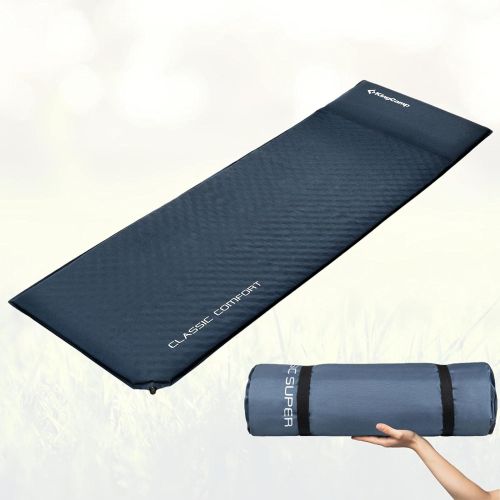  KingCamp Sleeping Pad Self Inflating Camping Mattress, Portable Pad with Free Oversize Self-Inflating Pillow, Insulated Foam Sleeping Mat for Backpacking, Tent, Hammock for Better