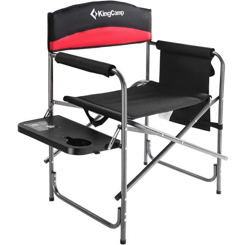  KingCamp Heavy Duty Camping Folding Director Chair and Folding Mesh Chair with Side Table and Handle