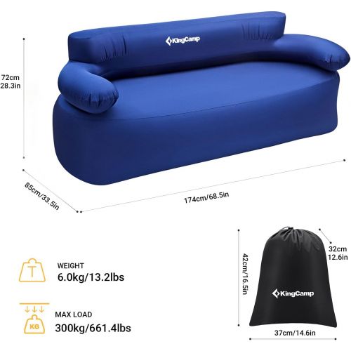  KingCamp Inflatable Chairs for Adults Support Up to 660 lbs Waterproof Compact and Portable Inflatable Couch Blow Up Chair for Garden Outdoor Travel Camping Picnic Indoor Furniture