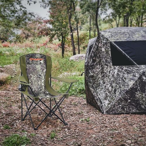  KingCamp Camping Chairs Lightweight Folding Camping Chair Portable Padded Quad Rod Chair with Mesh Cup Holder for Outdoor, Hunting, Fishing, Picnic, with Carry Bag, Camouflagegreen