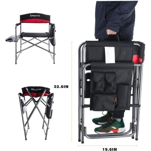  KingCamp Heavy Duty Camping Directors Chair, Folding Portable Camping Chair with Side Table Storage Pockets for Outdoor Tailgating Sports Backpacking Fishing Lawn Beach Trip Picnic