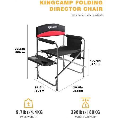  KingCamp Heavy Duty Camping Directors Chair, Folding Portable Camping Chair with Side Table Storage Pockets for Outdoor Tailgating Sports Backpacking Fishing Lawn Beach Trip Picnic