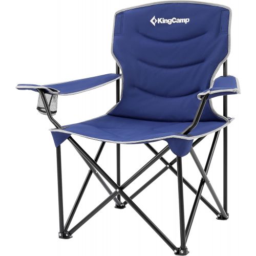  KingCamp Folding Camping Chairs Oversized Portable Padded Chair with Cup Holder and Carry Bag for Beach Outdoor Fishing Picnic Sports