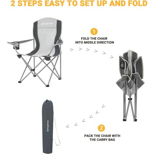  KingCamp Camping Chair Folding Lightweight Padded Quad Rod Portable Chair with Mesh Cup Holder for Outdoor, Hiking, Fishing, Picnic, with Carry Bag