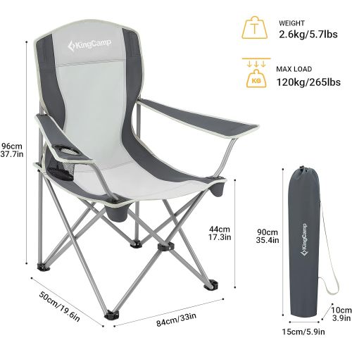  KingCamp Camping Chair Folding Lightweight Padded Quad Rod Portable Chair with Mesh Cup Holder for Outdoor, Hiking, Fishing, Picnic, with Carry Bag